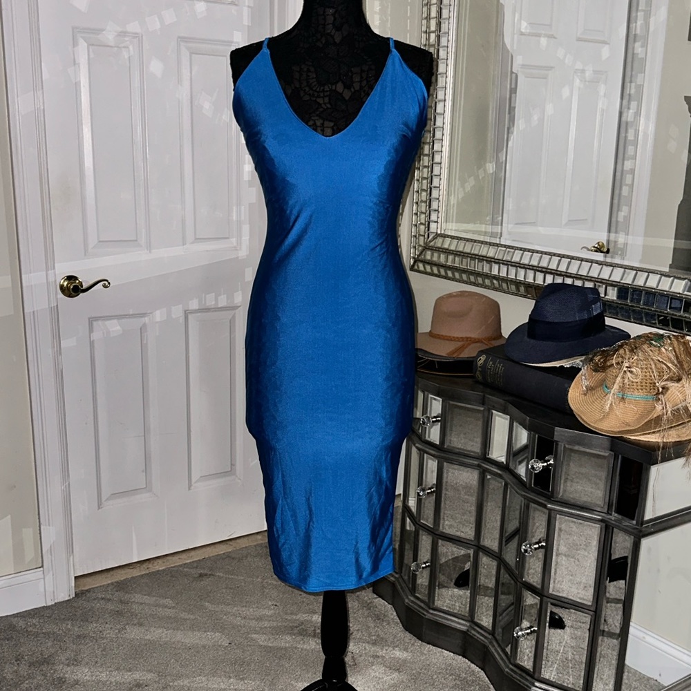 Sexy Royal Blue midi w/adjustable back closure.